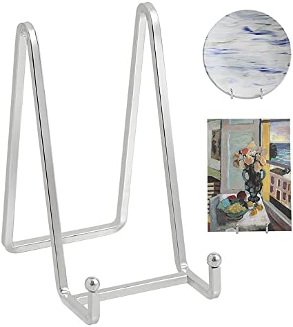Plate Holder Easel Display Stand - 6 inch Metal Plate Stands for Display - Tabletop Picture Stand - Silver Iron