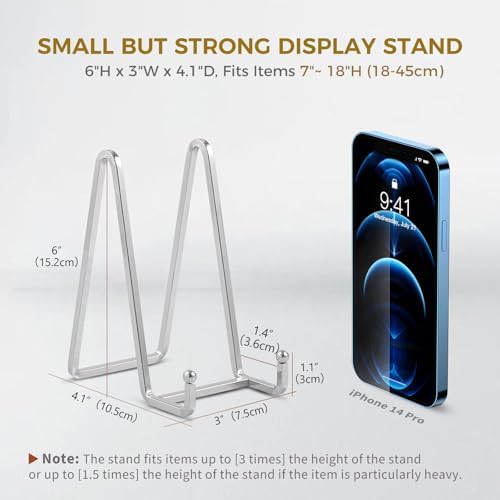 Plate Holder Easel Display Stand - 6 inch Metal Plate Stands for Display - Tabletop Picture Stand - Silver Iron, alternate