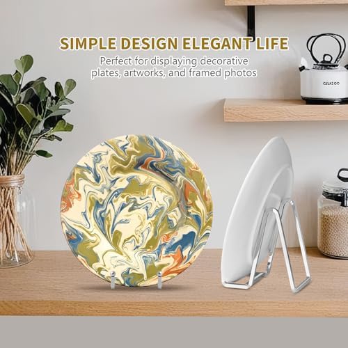Plate Holder Easel Display Stand - 6 inch Metal Plate Stands for Display - Tabletop Picture Stand - Silver Iron, alternate