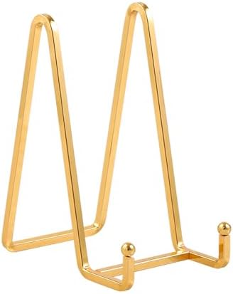 Plate Holder Easel Display Stand - 6 inch Metal Plate Stands for Display - Tabletop Picture Stand - Gold Iron