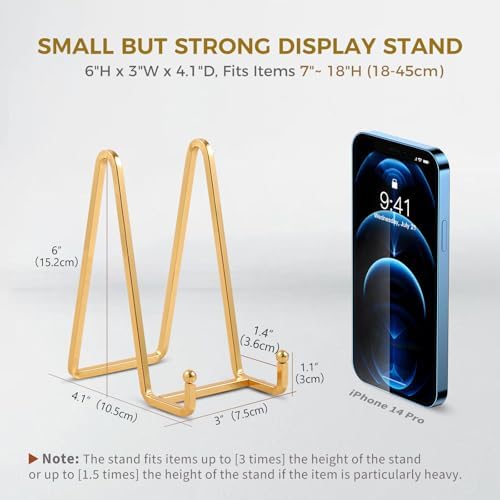 Plate Holder Easel Display Stand - 6 inch Metal Plate Stands for Display - Tabletop Picture Stand - Gold Iron, alternate view