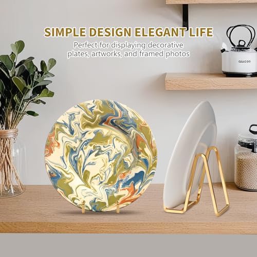 Plate Holder Easel Display Stand - 6 inch Metal Plate Stands for Display - Tabletop Picture Stand - Gold Iron, alternate view