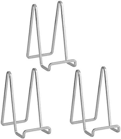 Plate Holder Easel Display Stand - 6 Inch Metal Plate Stands - Tabletop Picture Stand - Silver Iron Easels for