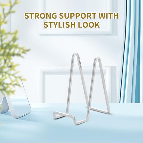 Plate Holder Easel Display Stand - 6 Inch Metal Plate Stands - Tabletop Picture Stand - Silver Iron Easels for, alternate
