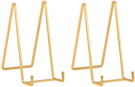 Plate Holder Easel Display Stand - 8 inch Metal Plate Stands for Display - Tabletop Picture Stand - Gold Iron