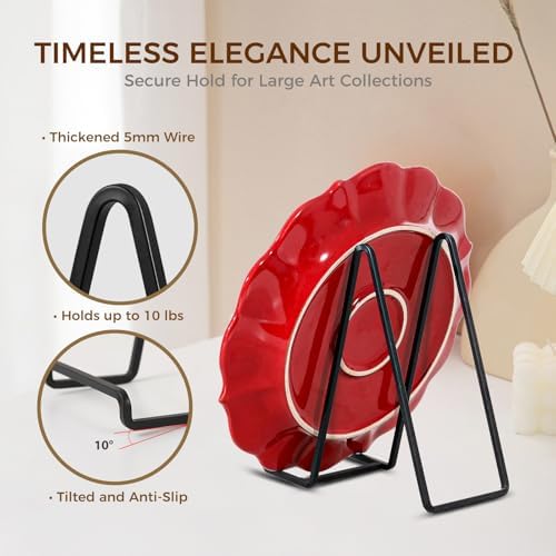 Plate Holder Easel Display Stand - 8 inch Metal Plate Stands for Display - Tabletop Picture Stand - Black Iron, alternate