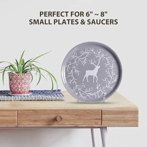 Plate Holder Easel Display Stand - Metal Plate Stands for Display - Tabletop Picture Stand - Silver Iron Easels, alternate