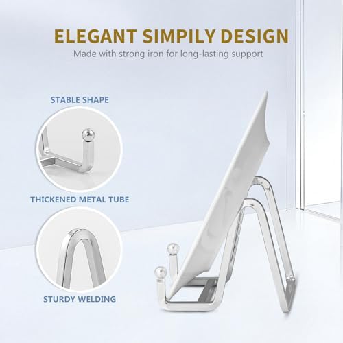 Plate Holder Easel Display Stand - Metal Plate Stands for Display - Tabletop Picture Stand - Silver Iron Easels, alternate