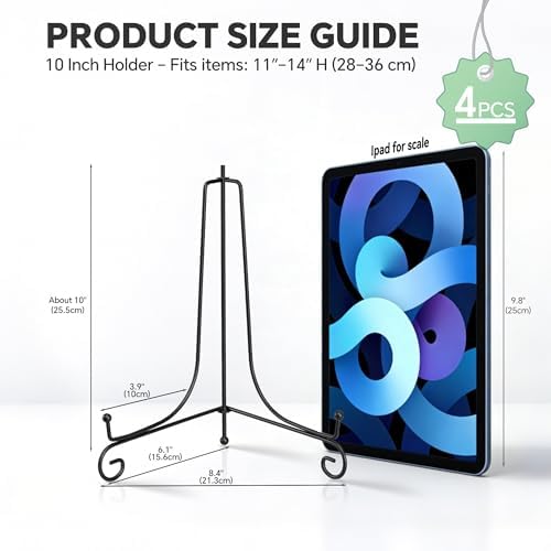 Plate Stands for Display, 10 Inch Black Iron Easel Plate Display Photo Holder Stand, Displays Picture Frames, alternate view