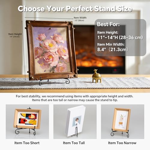 Plate Stands for Display, 10 Inch Black Iron Easel Plate Display Photo Holder Stand, Displays Picture Frames, alternate view
