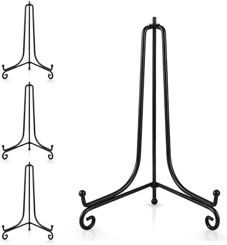 Plate Stands for Display, 12 Inch Black Iron Easel Plate Display Photo Holder Stand, Displays Picture Frames