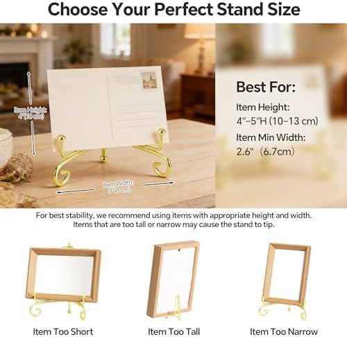 Plate Stands for Display, 4 Inch Decorative Plate Holder, Metal Picture Stand for Table, Small Easels for, alternate view 5
