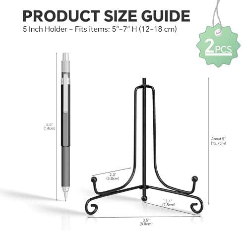 Plate Stands for Display, 5 Inch Black Iron Easel Plate Display Photo Holder Stand, Displays Picture Frames, alternate view 3