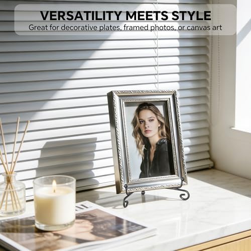 Plate Stands for Display, 5 Inch Black Iron Easel Plate Display Photo Holder Stand, Displays Picture Frames, alternate view 4