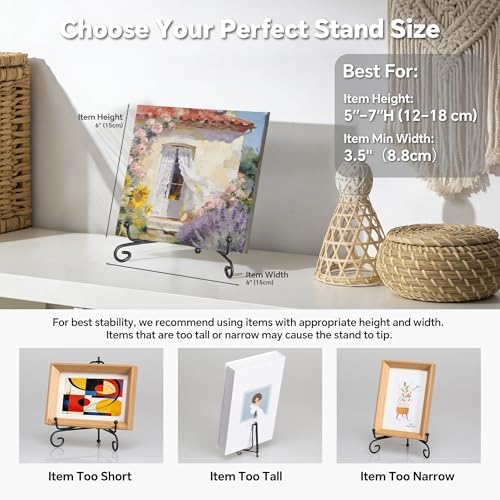 Plate Stands for Display, 5 Inch Black Iron Easel Plate Display Photo Holder Stand, Displays Picture Frames, alternate view 5