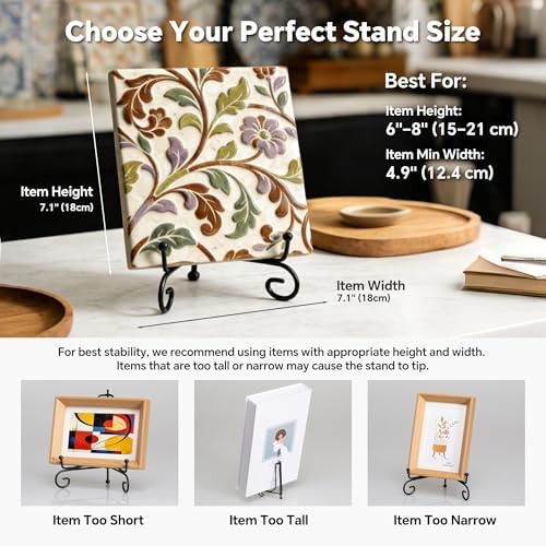 Plate Stands for Display, 6 Inch Black Iron Easel Plate Display Photo Holder Stand, Displays Picture Frames, alternate view 5