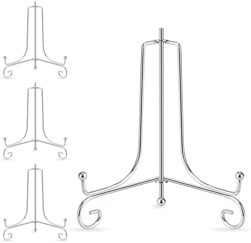 Plate Stands for Display, 6 Inch Decorative Plate Holder, Metal Picture Stand for Table, Small Easels for