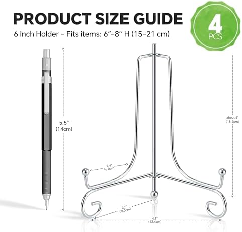Plate Stands for Display, 6 Inch Decorative Plate Holder, Metal Picture Stand for Table, Small Easels for, alternate view 2