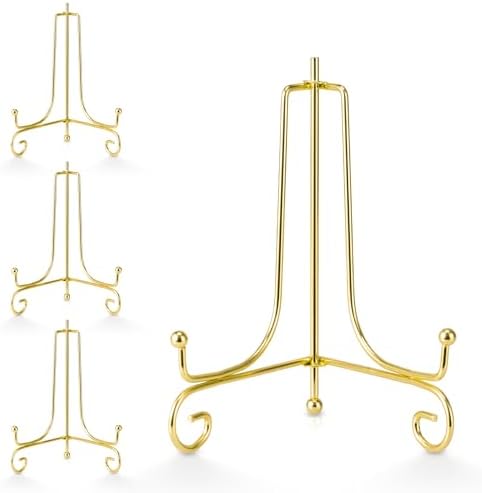 Plate Stands for Display, 6 Inch Decorative Plate Holder, Metal Picture Stand for Table, Small Easels for
