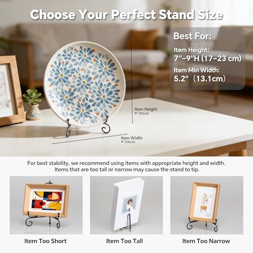 Plate Stands for Display, 7 Inch Black Iron Easel Plate Display Photo Holder Stand, Displays Picture Frames, alternate view 5