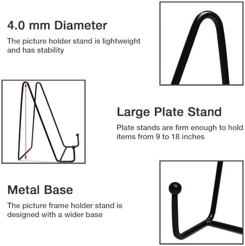 Plate Stands for Display, 8 Inch, Black, 7 Pack in Black, alternate view 4