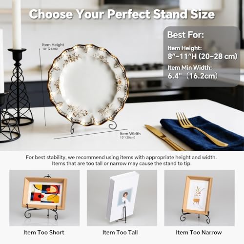 Plate Stands for Display, 8 Inch Black Iron Easel Plate Display Photo Holder Stand, Displays Picture Frames, alternate view 5