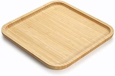 Plates, Square Wood Serving Platter, Wooden Serving Tray, Charcuterie Serving Board, Cheese Board (9.8 inch) in