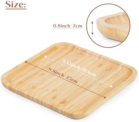 Plates, Square Wood Serving Platter, Wooden Serving Tray, Charcuterie Serving Board, Cheese Board (9.8 inch) in, alternate