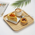 Plates, Square Wood Serving Platter, Wooden Serving Tray, Charcuterie Serving Board, Cheese Board (9.8 inch) in, alternate