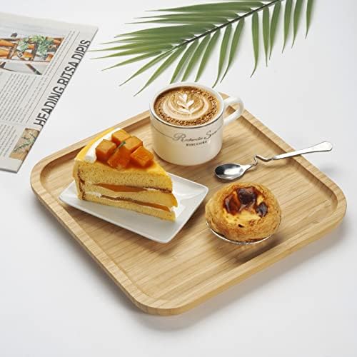 Plates, Square Wood Serving Platter, Wooden Serving Tray, Charcuterie Serving Board, Cheese Board (9.8 inch) in, alternate