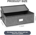 Platter Storage 2 Pack, China Storage Containers Hard Shell 17" x 13" x 6" in Grey, alternate view 3