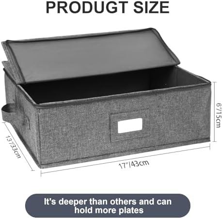 Platter Storage 2 Pack, China Storage Containers Hard Shell 17" x 13" x 6" in Grey, alternate view 3