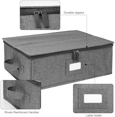 Platter Storage 2 Pack, China Storage Containers Hard Shell 17" x 13" x 6" in Grey, alternate view 4