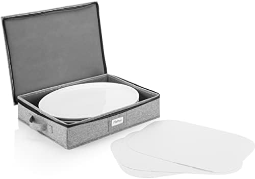 Platter Storage Case - Hard Shell and Stackable with Padded Interior - Fits 4 Serving Platters - 3 Large Felt