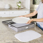 Platter Storage Case - Hard Shell and Stackable with Padded Interior - Fits 4 Serving Platters - 3 Large Felt, alternate view