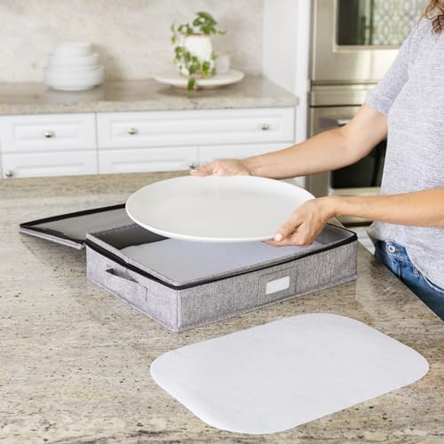 Platter Storage Case - Hard Shell and Stackable with Padded Interior - Fits 4 Serving Platters - 3 Large Felt, alternate view
