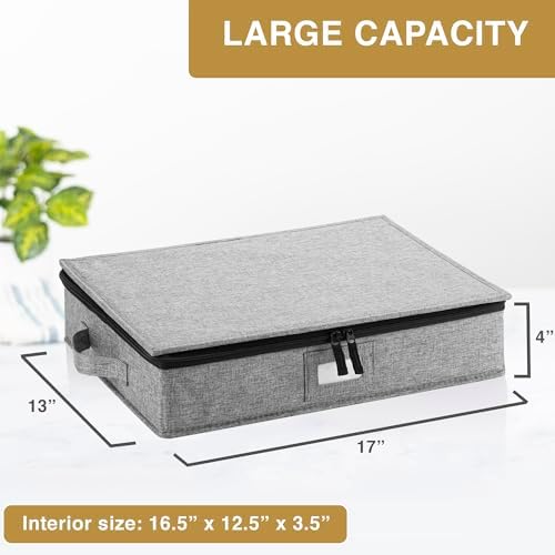 Platter Storage Case - Hard Shell and Stackable with Padded Interior - Fits 4 Serving Platters - 3 Large Felt, alternate view