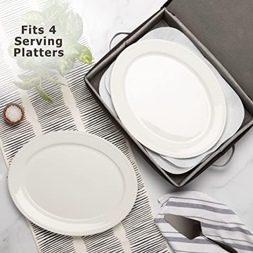 Platter Storage Case - Hard Shell and Stackable with Padded Interior - Fits 4 Serving Platters - 3 Large Felt, alternate view