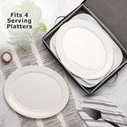 Platter Storage Case - Hard Shell and Stackable with Padded Interior - Fits 4 Serving Platters - 3 Large Felt, alternate view