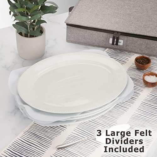Platter Storage Case - Hard Shell and Stackable with Padded Interior - Fits 4 Serving Platters - 3 Large Felt, alternate view