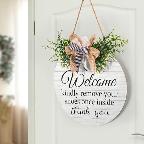 Please Remove Your Shoes Sign for Front Door Welcome Door Sign Wreaths No Shoes Sign for House Funny Wooden, alternate view 7