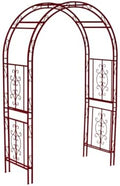Plow & Hearth Arch Metal Outdoor Garden Arbor, 84 inches Tall, Iron Trellis Lattice for Climbing Plants, Wedding