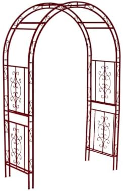 Plow & Hearth Arch Metal Outdoor Garden Arbor, 84 inches Tall, Iron Trellis Lattice for Climbing Plants, Wedding