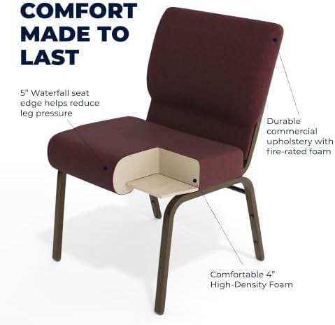 Plum 21" W Stacking Church Chair, 4-Pack, alternate view 4