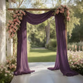 Plum Purple Wedding Arch Draping Fabric Sheer Curtain Drapes | 31" x 20 ft Extra Long Shimmery Backdrop Curtains