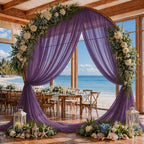 Plum Purple Wedding Arch Draping Fabric Sheer Curtain Drapes | 31" x 20 ft Extra Long Shimmery Backdrop Curtains, alternate