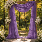 Plum Purple Wedding Arch Draping Fabric Sheer Curtain Drapes | 31" x 20 ft Extra Long Shimmery Backdrop Curtains, alternate