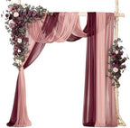 Plum Wedding Arch Flowers with Drapes, Plus in Prpl-deep Plum