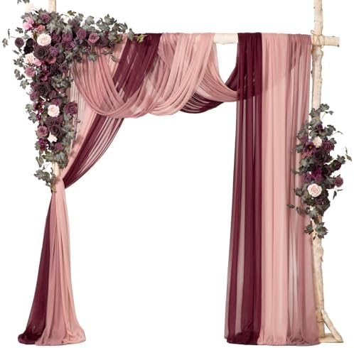 Plum Wedding Arch Flowers with Drapes, Plus in Prpl-deep Plum