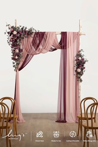 Plum Wedding Arch Flowers with Drapes, Plus in Prpl-deep Plum, alternate view 2